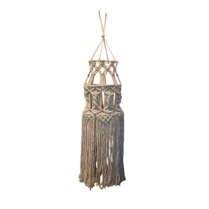 VTG Macrame Chandelier Cotton Ceiling Mobile Knotted Large Boho Lampshade